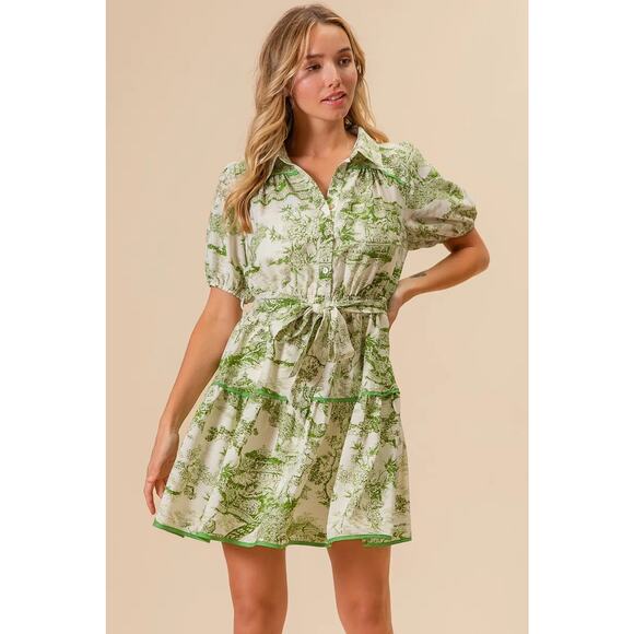 BiBi Woven Printed Tiered Dress - Picture 15 of 16